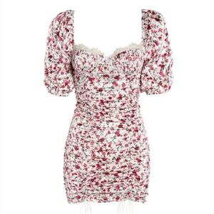 For Love and Lemons Floral Puff Sleeve Mini Dress